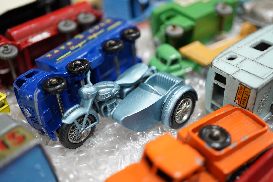 Eighty 1960s/70s Matchbox Series 1-75 regular wheels vehicles including; cars, commercial vehicles, plant vehicles, racing cars, military vehicles, tractors, etc.